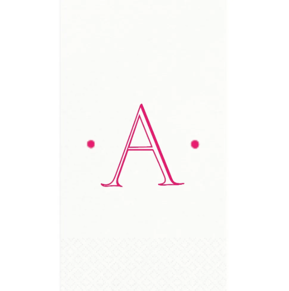 Caspari Antique Plain With Dots Single Initial Personalized Guest Towel Napkins