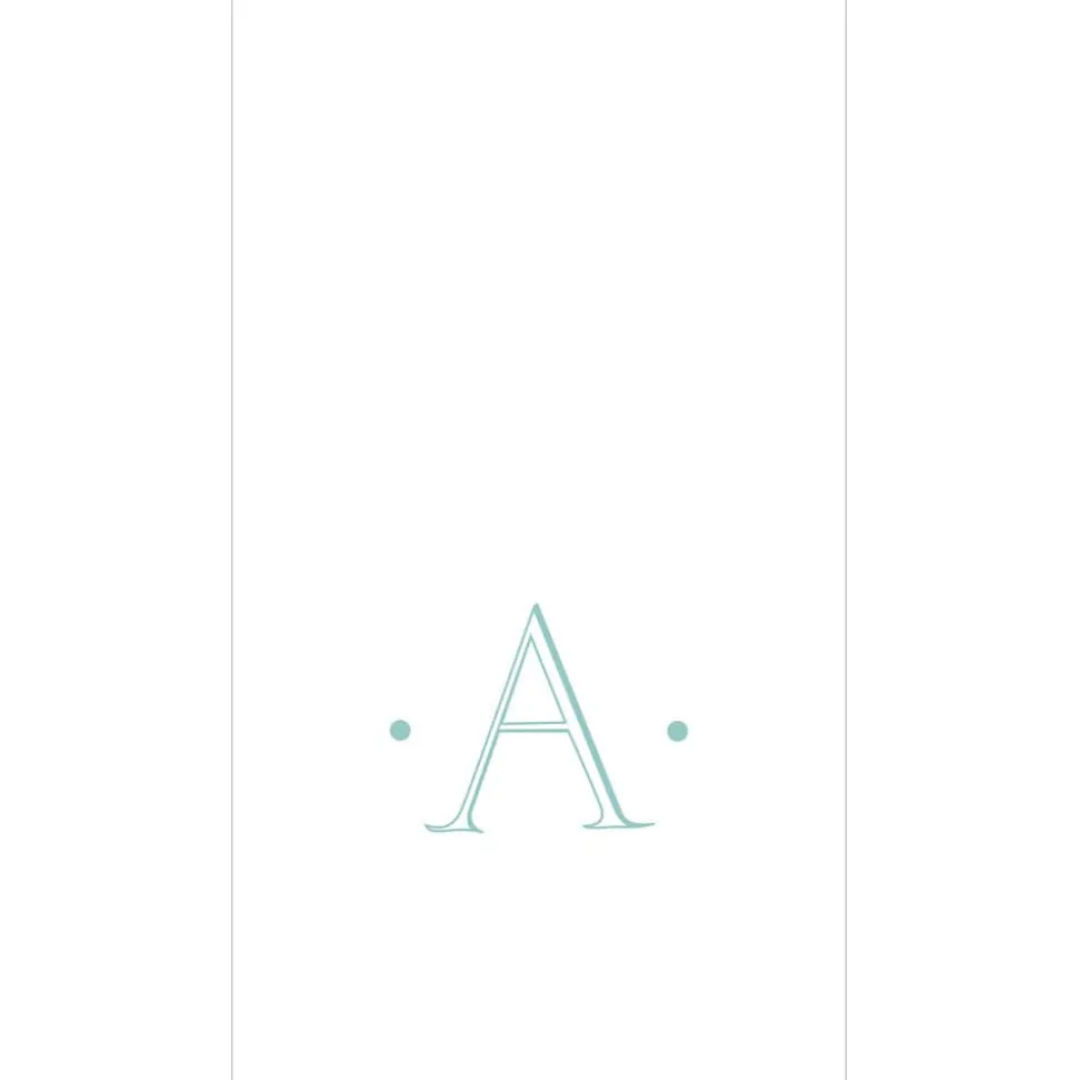 Caspari Antique Robin's Egg Single Initial Guest Towel Napkins - 24 Per Box