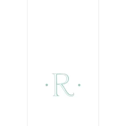 Caspari Antique Robin's Egg Single Initial Guest Towel Napkins - 24 Per Box
