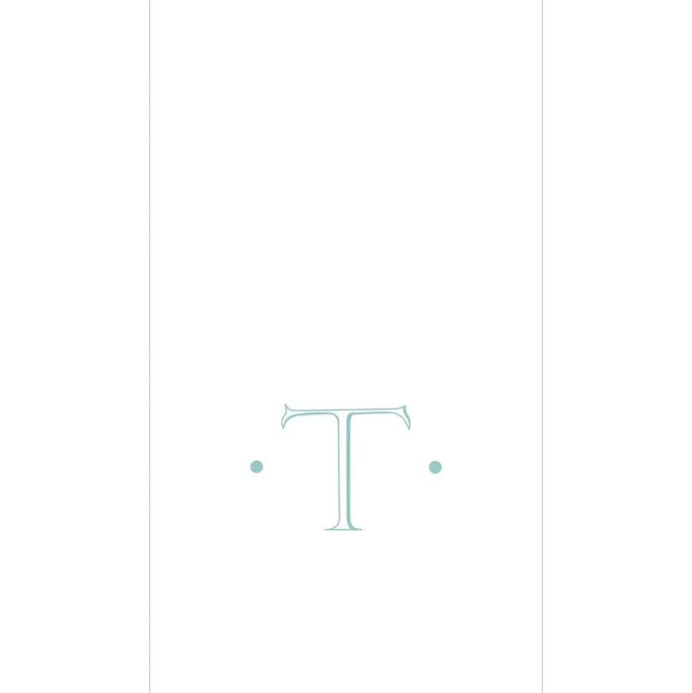 Caspari Antique Robin's Egg Single Initial Guest Towel Napkins - 24 Per Box