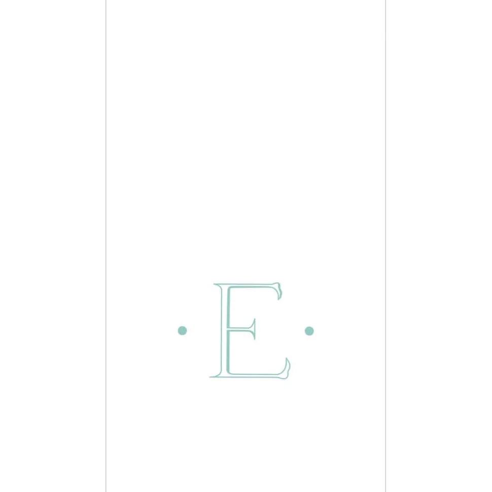 Caspari Antique Robin's Egg Single Initial Guest Towel Napkins - 24 Per Box