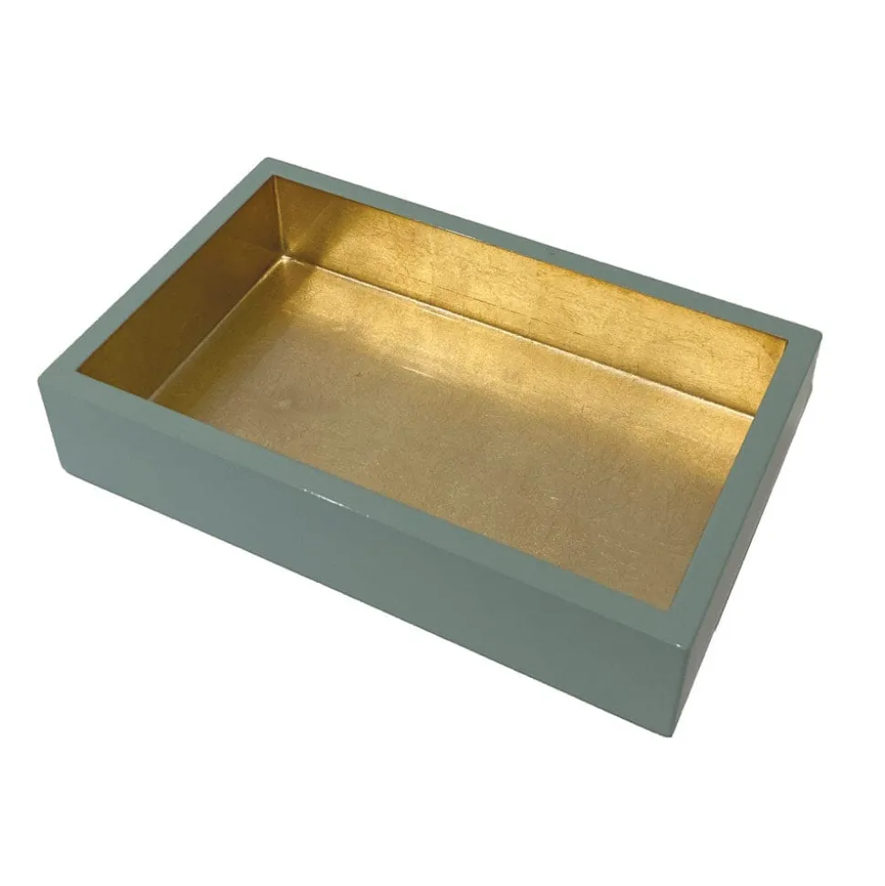 Celadon With Gold Lacquer Guest Towel Napkin Holders