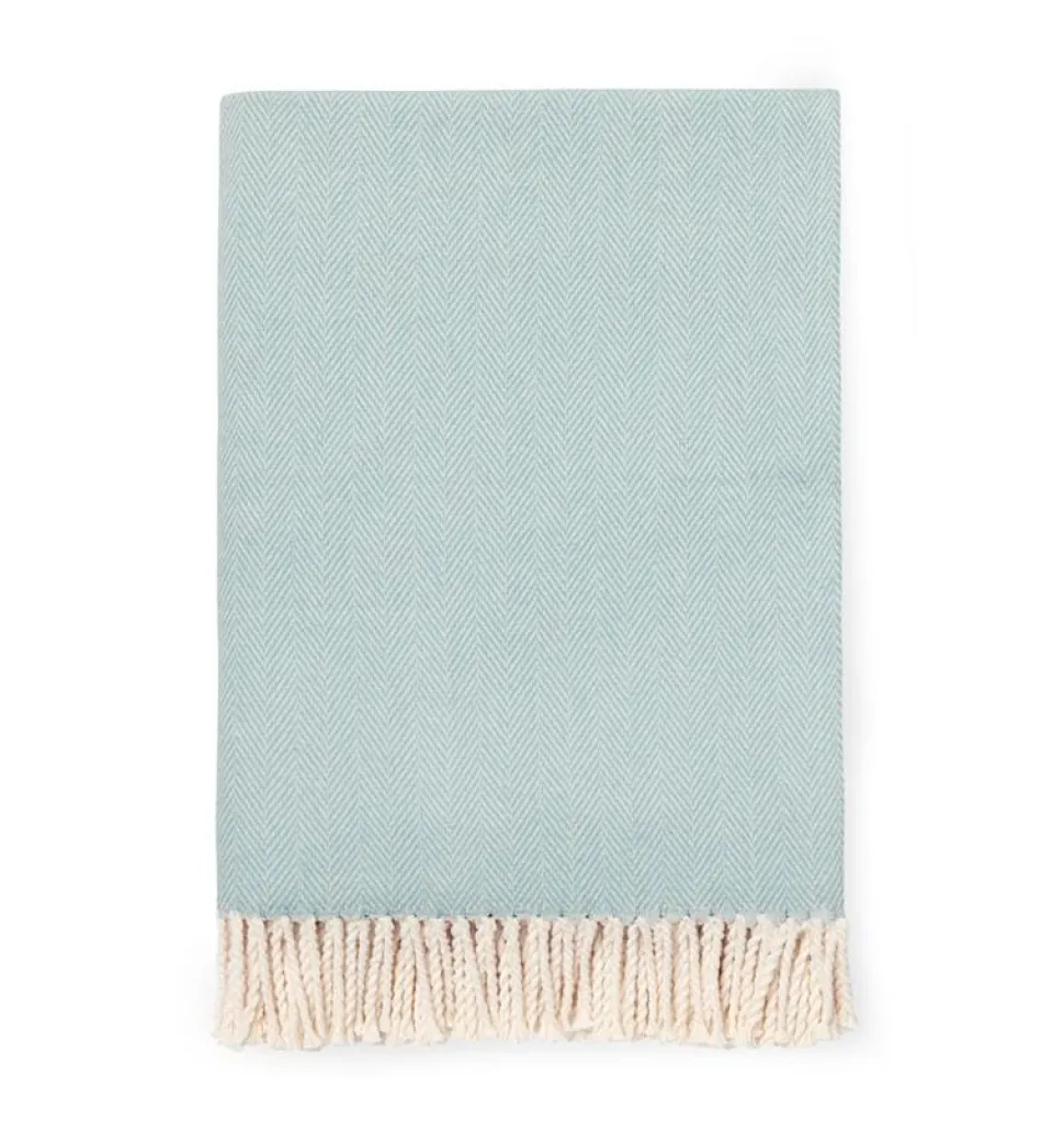 Celine Herringbone Throw in Aqua