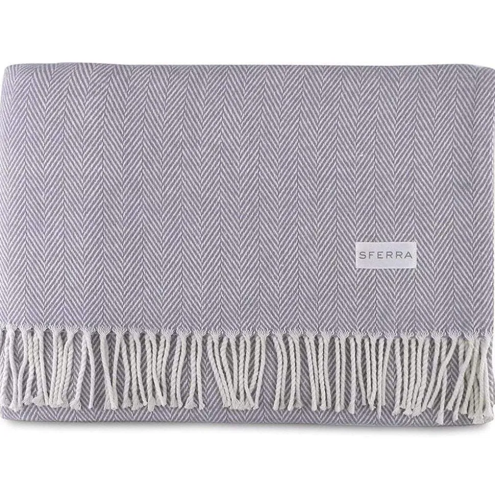 Celine Herringbone Throw in Lilac