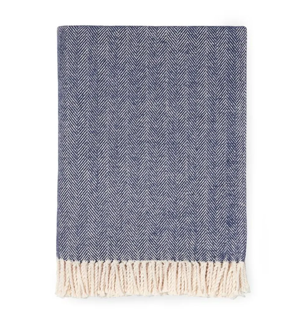 Celine Herringbone Throw in Navy