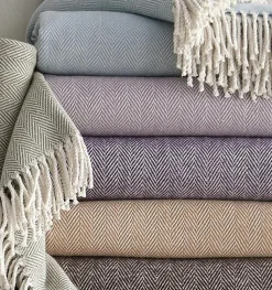 Celine Herringbone Throw in Navy