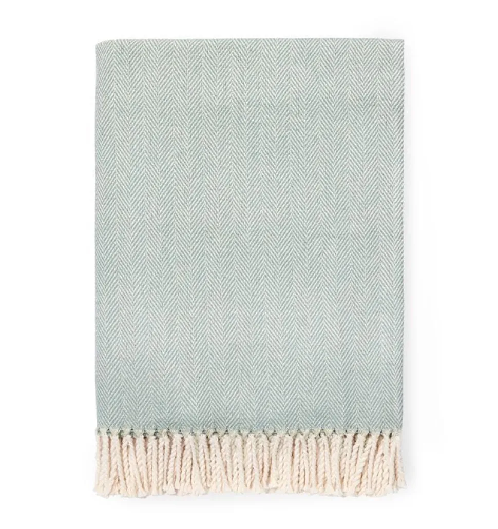 Celine Herringbone Throw in Slate Blue
