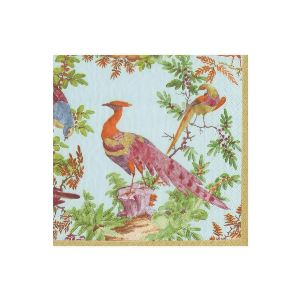Chelsea Birds Paper Cocktail Napkins in Celadon - 20 Per Package
