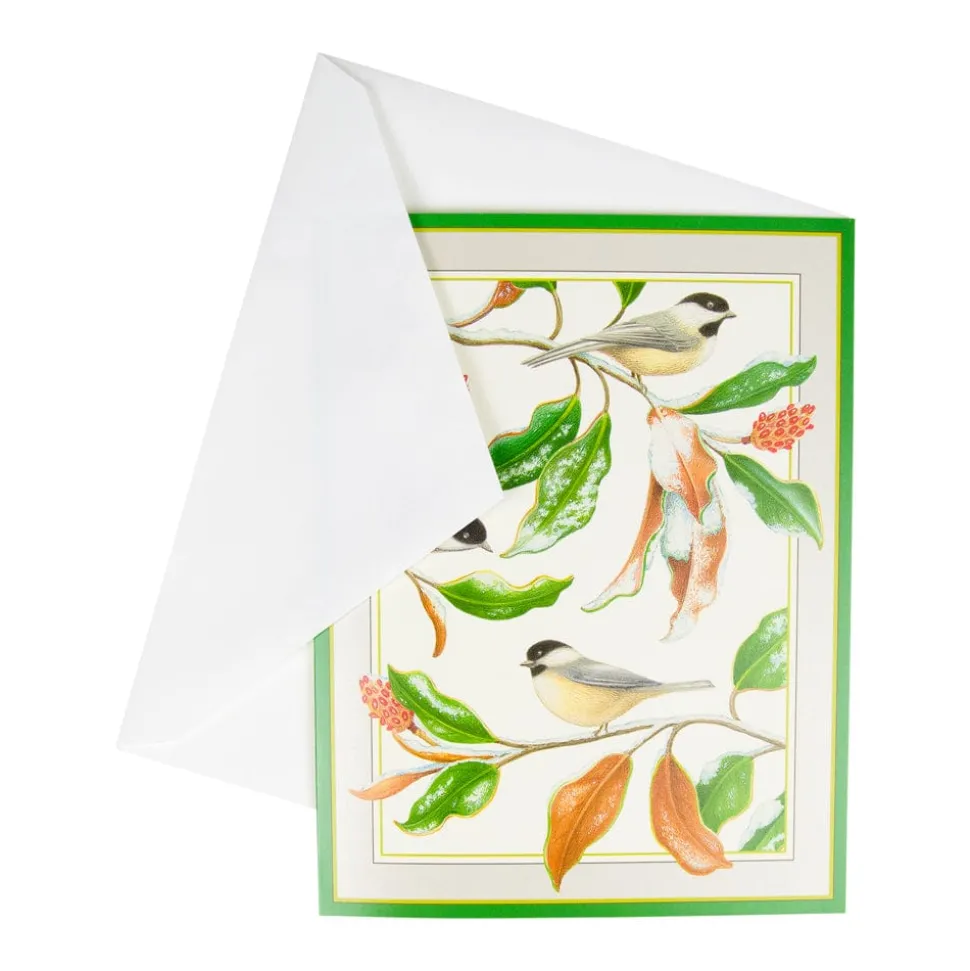 Chickadee And Magnolia Large Boxed Christmas Cards - includes 15 cards & envelopes