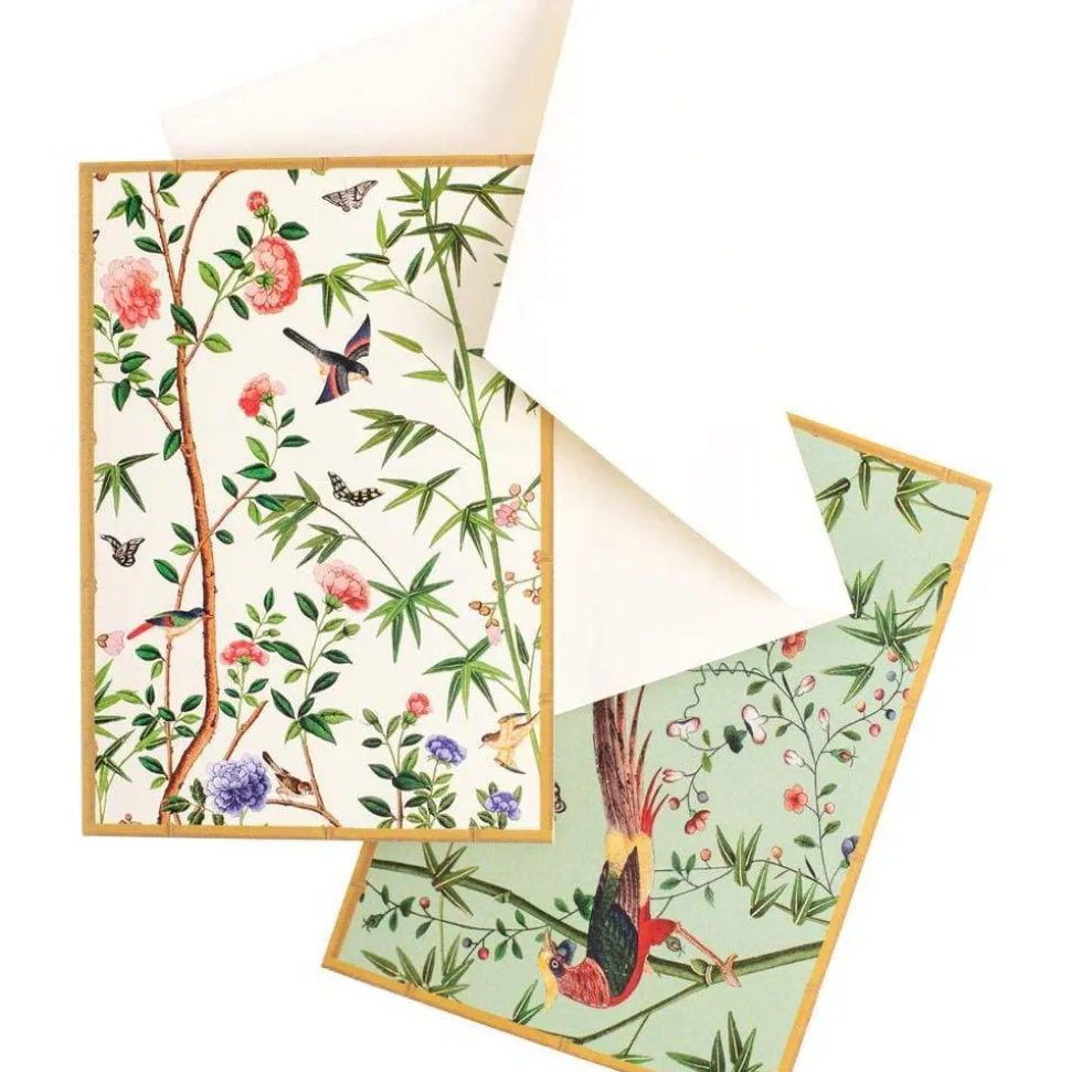Chinese Wallpaper Boxed Note Cards in Blue - 8 Note Cards & 8 Envelopes