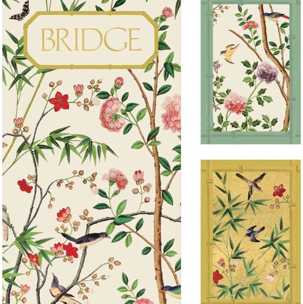 Chinese Wallpaper Bridge Gift Set in Blue - 2 Playing Card Decks & 2 Score Pads
