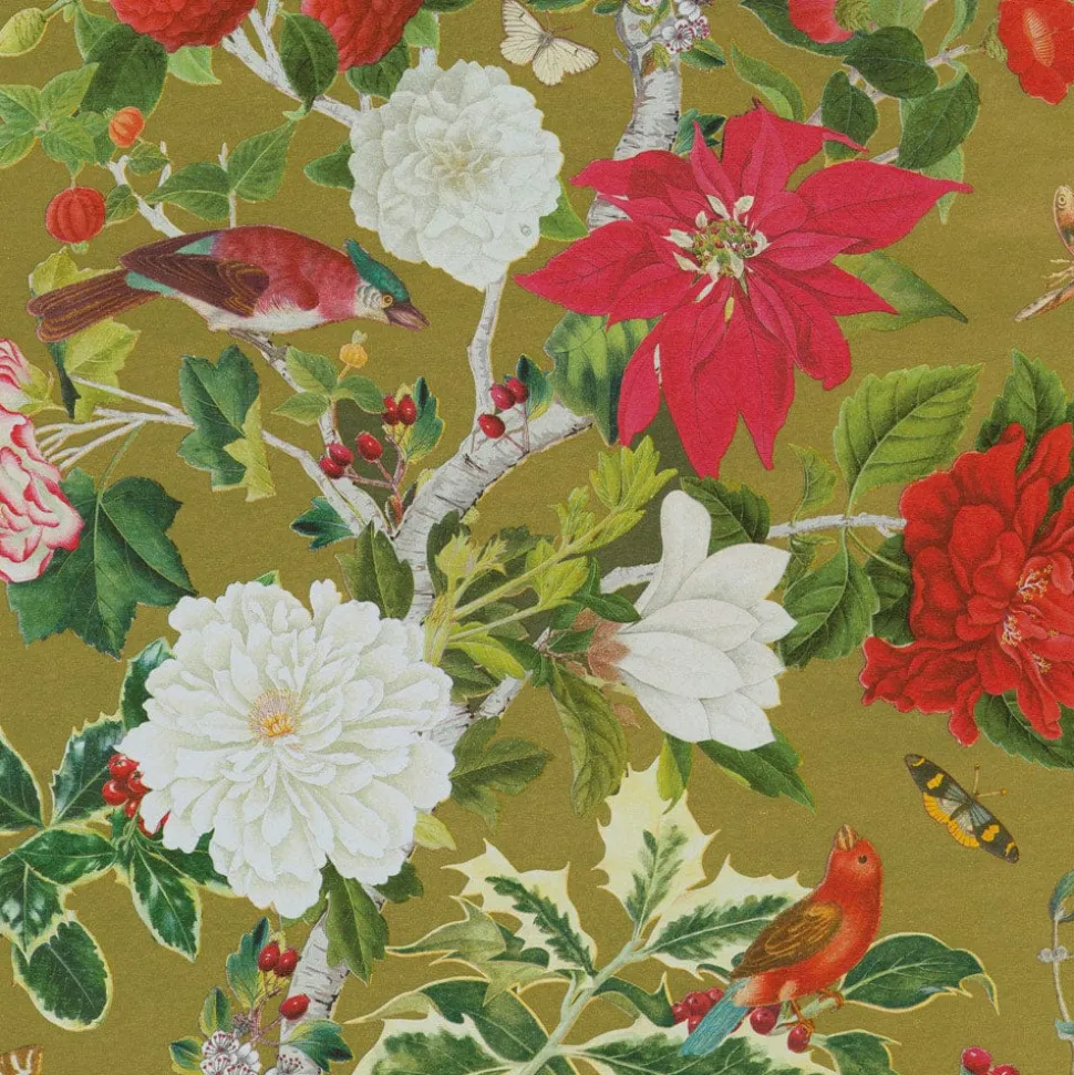 Christmas Chinoiserie Gold Foil Roll Wrap - includes 1 Roll