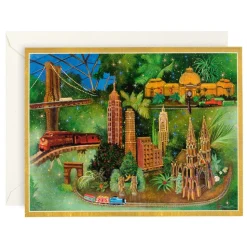 Christmas Train Scene Large Boxed Christmas Cards - includes 15 cards & envelopes