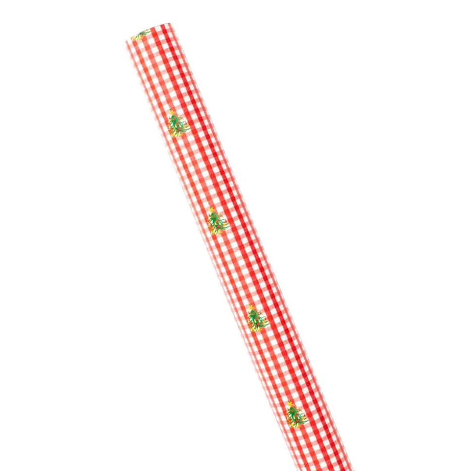 Christmas Tree Gingham Gift Wrapping Paper - 30" x 8' Roll