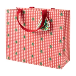 Christmas Tree Gingham Large Gift Bag - 1 Each