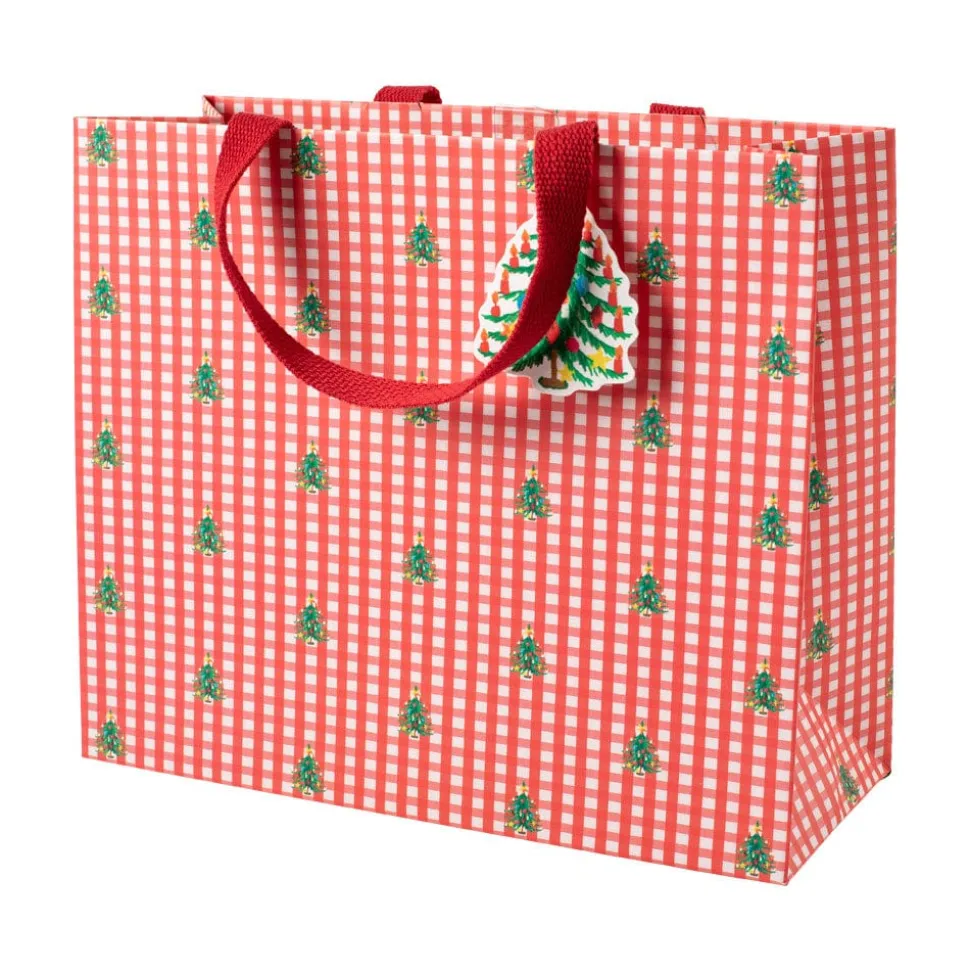 Christmas Tree Gingham Large Gift Bag - 1 Each