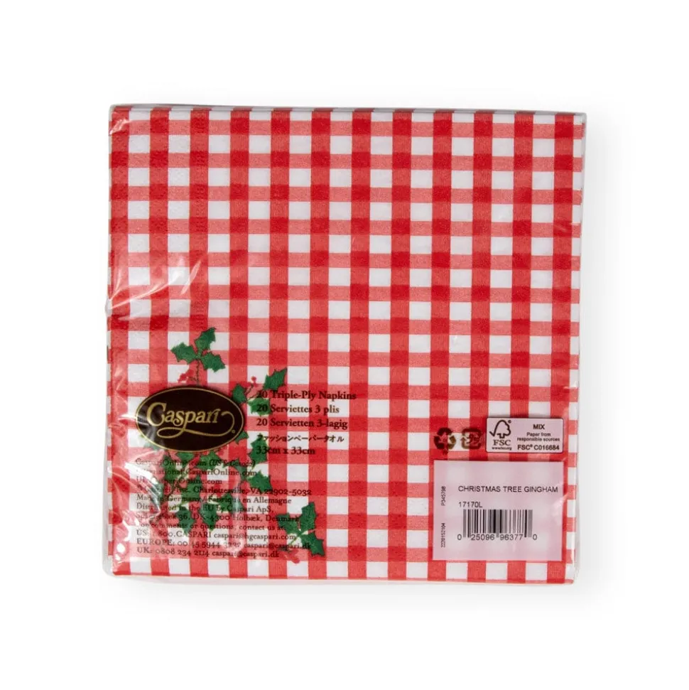 Christmas Tree Gingham Paper Luncheon Napkins - 20 Per Package