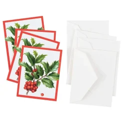 Christmas Trimmings Gift Enclosure Cards - 4 Mini Cards & 4 Envelopes