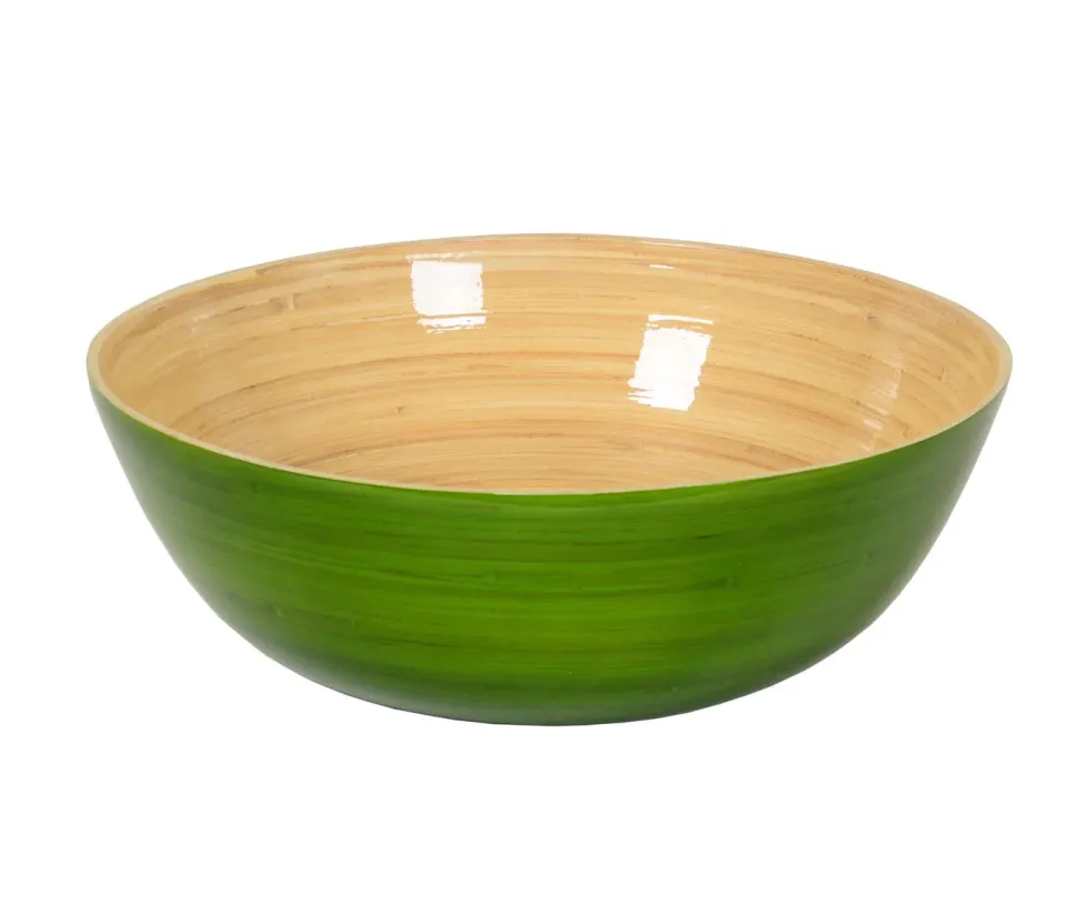 Classic Lacquered Bamboo Bowl in Grass Green - 1 Each