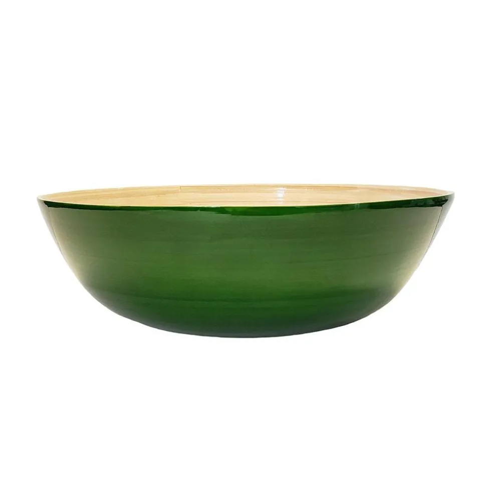 Classic Lacquered Bamboo Bowl in Grass Green - 1 Each