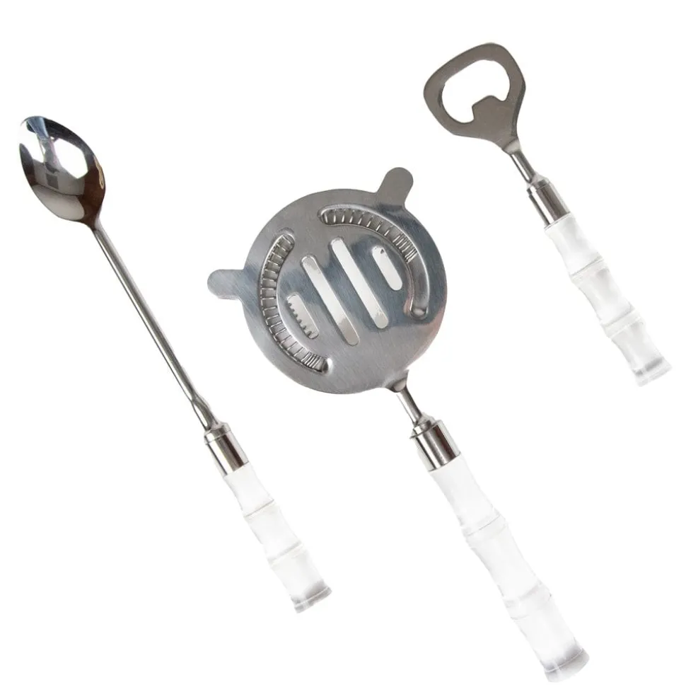 Clear Bamboo Handle Bar Tools Set