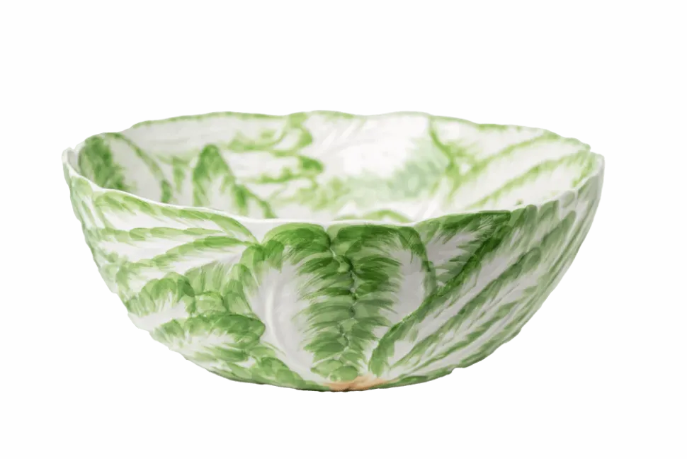Compagnia Bowl in Green and White Leaf - Large