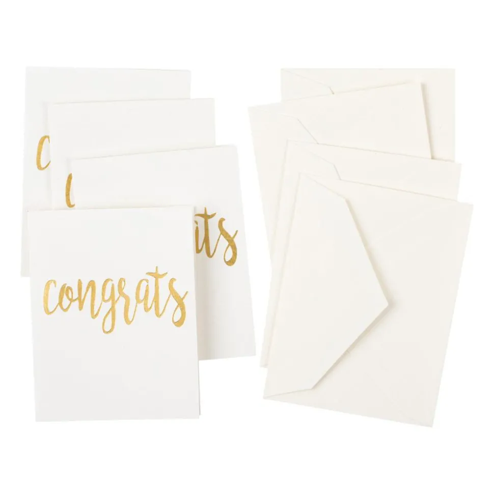 Congrats Script Gift Enclosure Cards in Gold Foil - 4 Mini Cards & 4 Envelopes