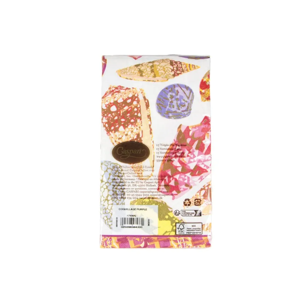 Coquillage Purple Guest Towel Napkins - 15 Per Package