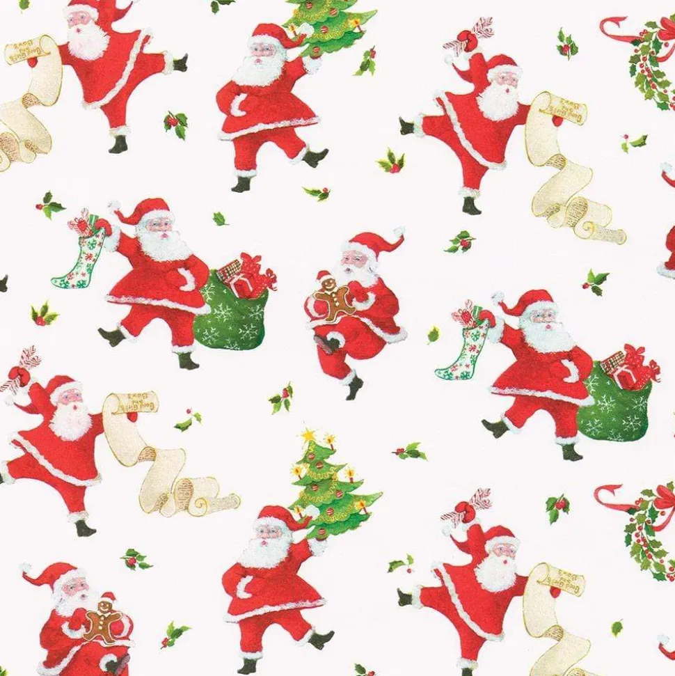 Dancing Santas Wrapping Paper - 30" x 8' Roll