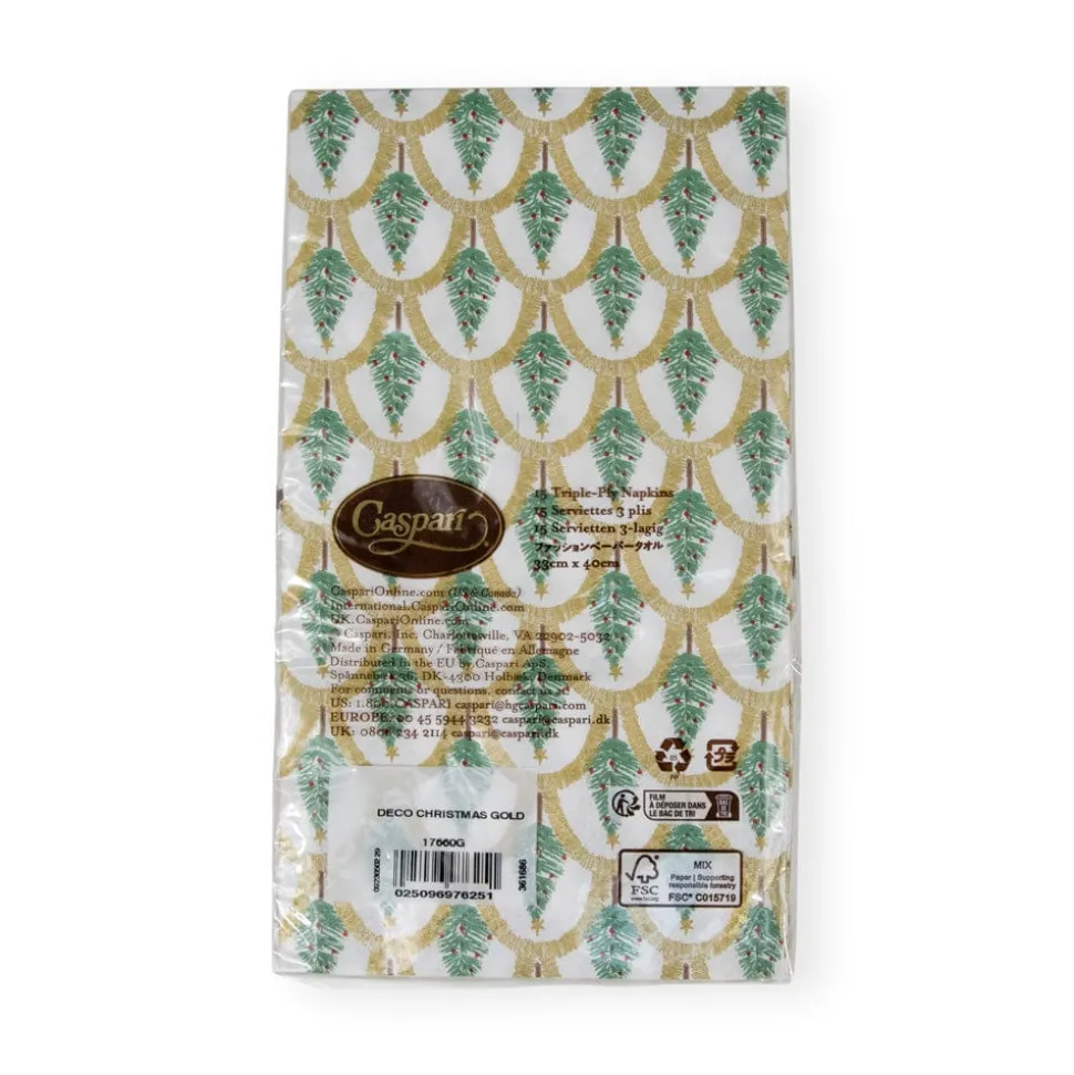 Deco Christmas Gold Guest Towel Napkins - 15 Per Package
