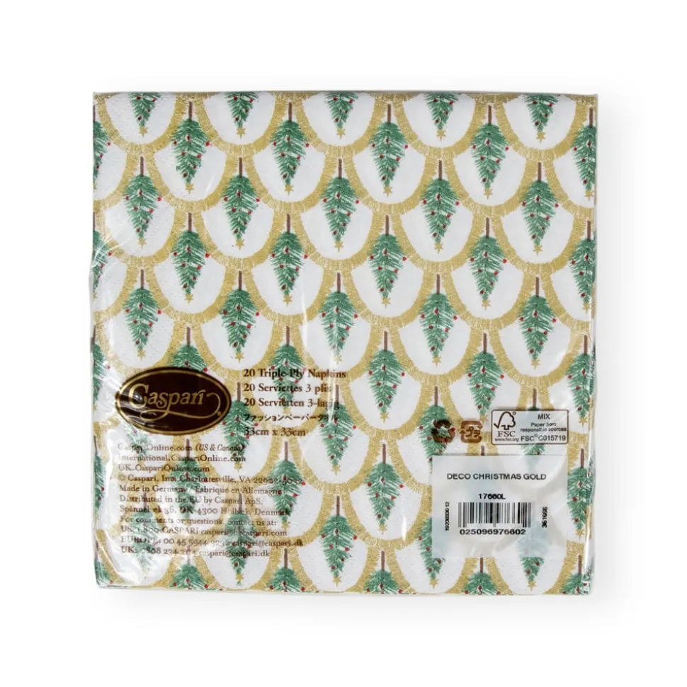 Deco Christmas Gold Luncheon Napkins - 20 Per Package