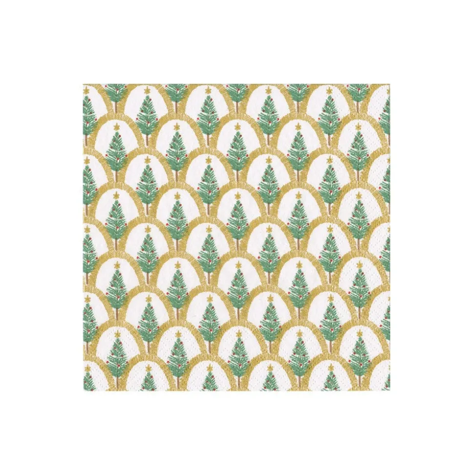 Deco Christmas Green Boxed Cocktail Napkins - 40 Per Box