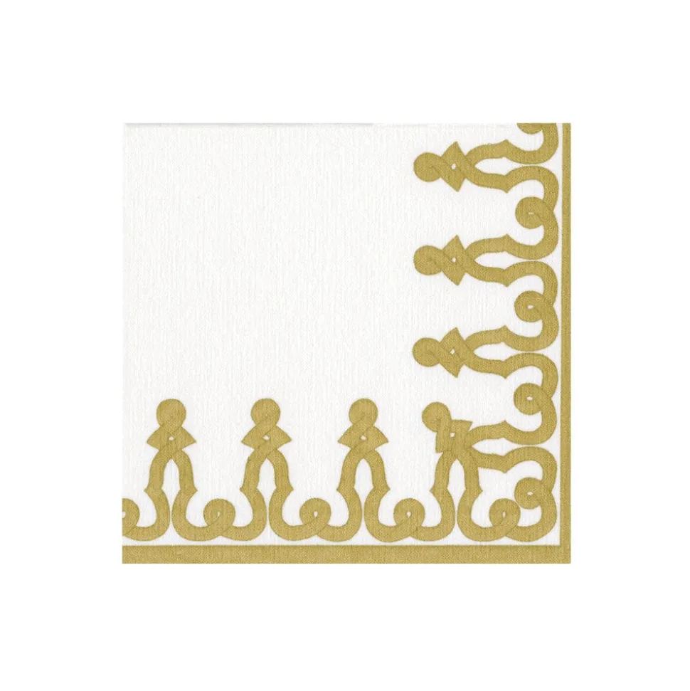 Dessin Passementerie Green Paper Linen Boxed Cocktail Napkins - 30 Per Package
