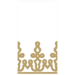 Dessin Passementerie Paper Linen Guest Towel Napkins in Gold - 12 Per Package