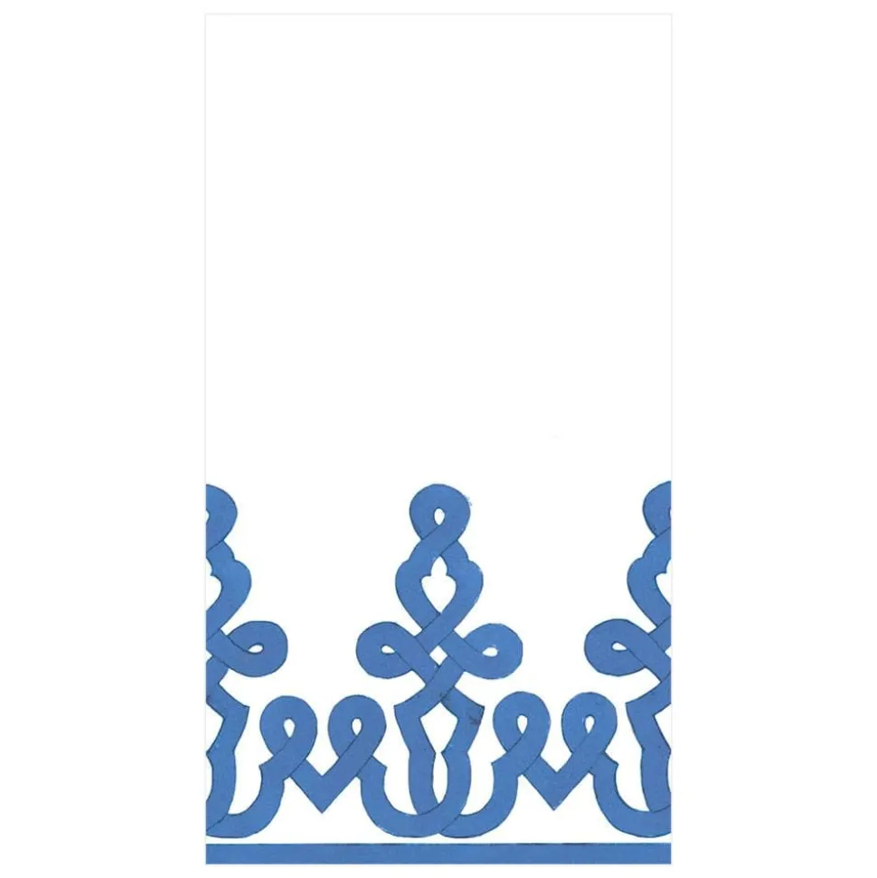 Dessin Passementerie Paper Linen Guest Towel Napkins in Riviera Blue - 12 Per Package