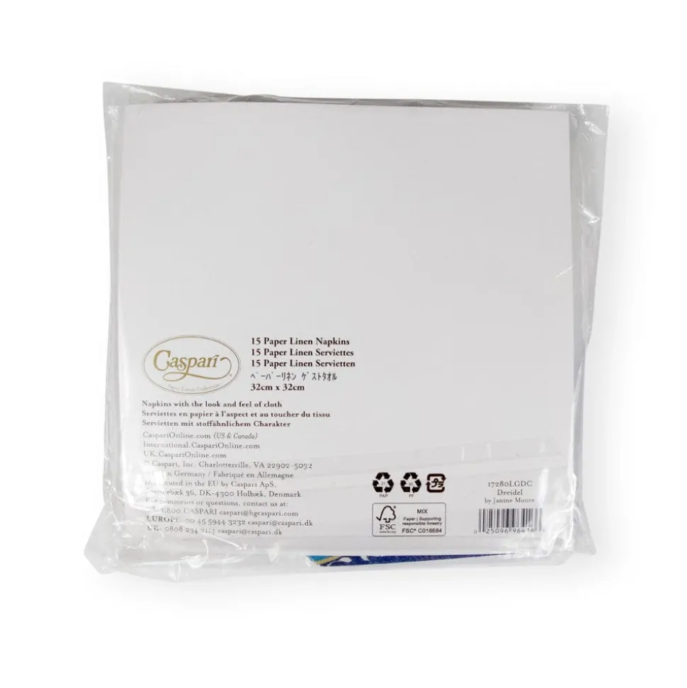 Dreidel Die-Cut Paper Linen Luncheon Napkins - 15 Per Package