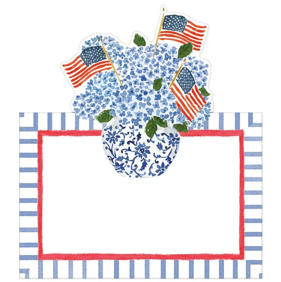 Flags and Hydrangeas Die-Cut Place Cards - 8 Per Package