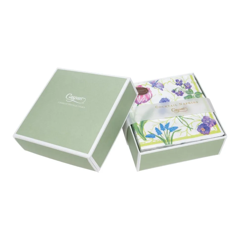 Floral Majolica Boxed Cocktail Napkins - 40 Per Box