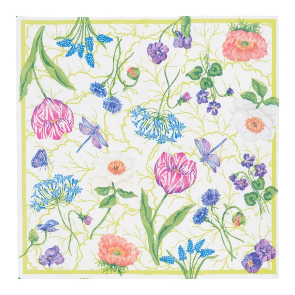 Floral Majolica Boxed Cocktail Napkins - 40 Per Box