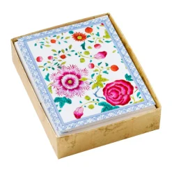Floral Porcelain Assorted Boxed Note Cards - 10 Note Cards & 10 Envelopes