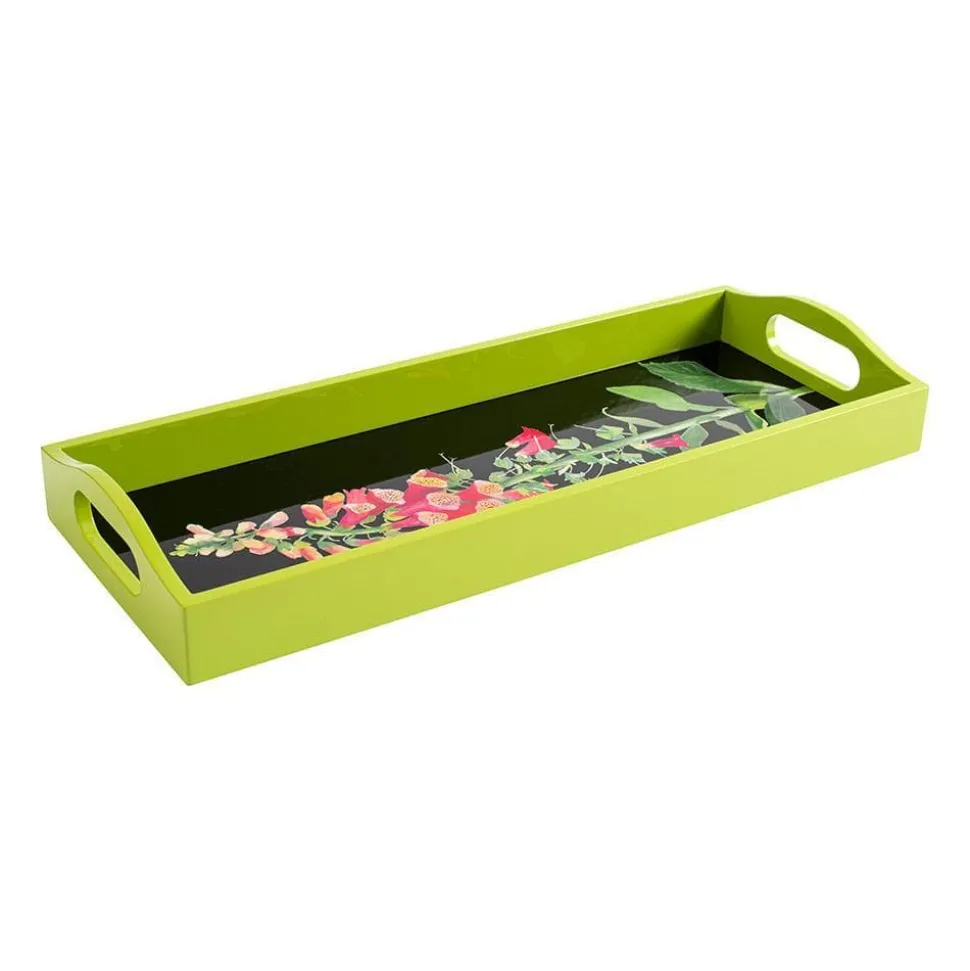 Foxglove Lacquer Bar Tray in Fuchsia & Black - 1 Each