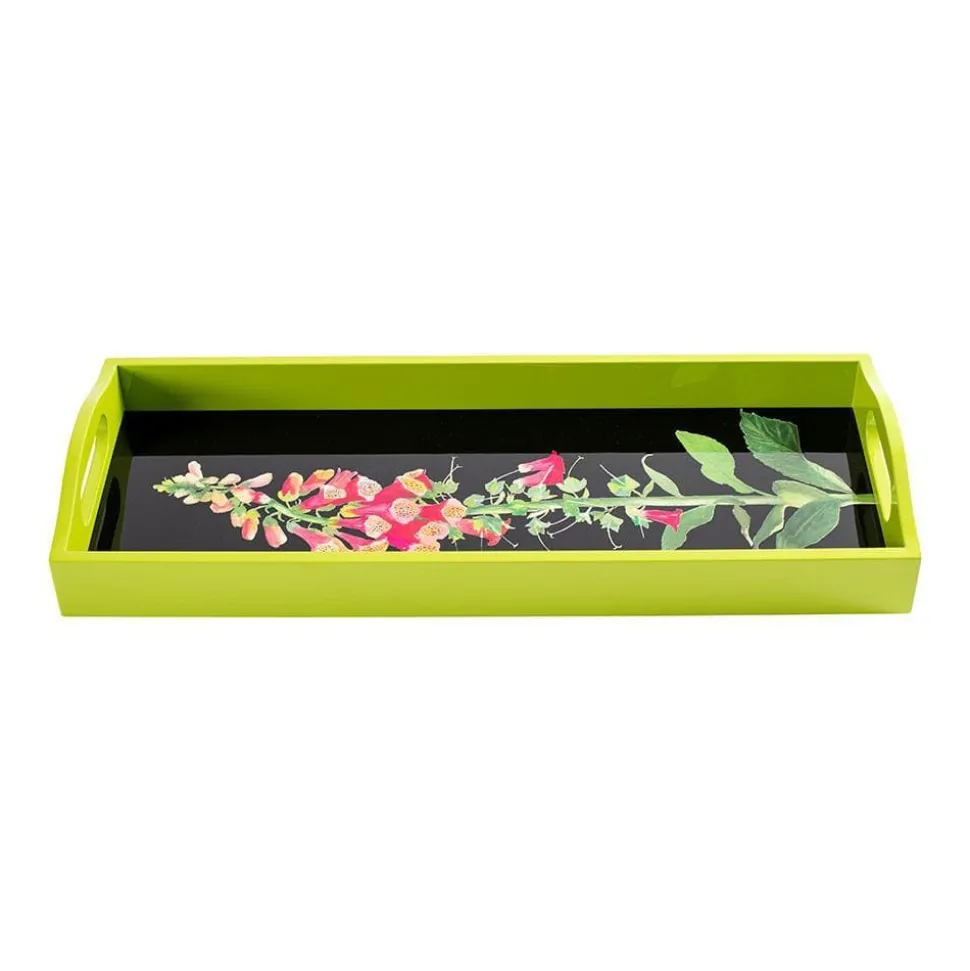 Foxglove Lacquer Bar Tray in Fuchsia & Black - 1 Each