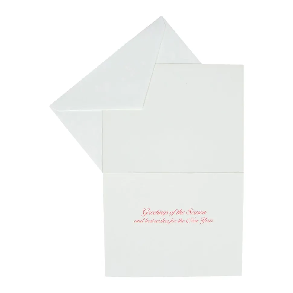 French Horn With Swag Large Boxed Christmas Cards - includes 15 cards & envelopes