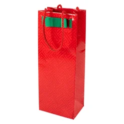 Fretwork Wine & Bottle Gift Bag in Red - 1 Each