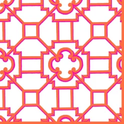 Garden Trellis Fabric Cotton Napkins in Fuchsia & Orange- Set of 4