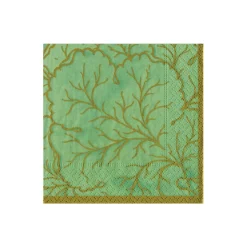 Gilded Majolica Celadon Cocktail Napkins - includes 12 Cocktail Napkins