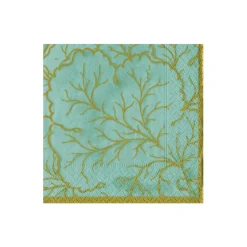 Gilded Majolica Saltwater Cocktail Napkins - includes 20 Cocktail Napkins