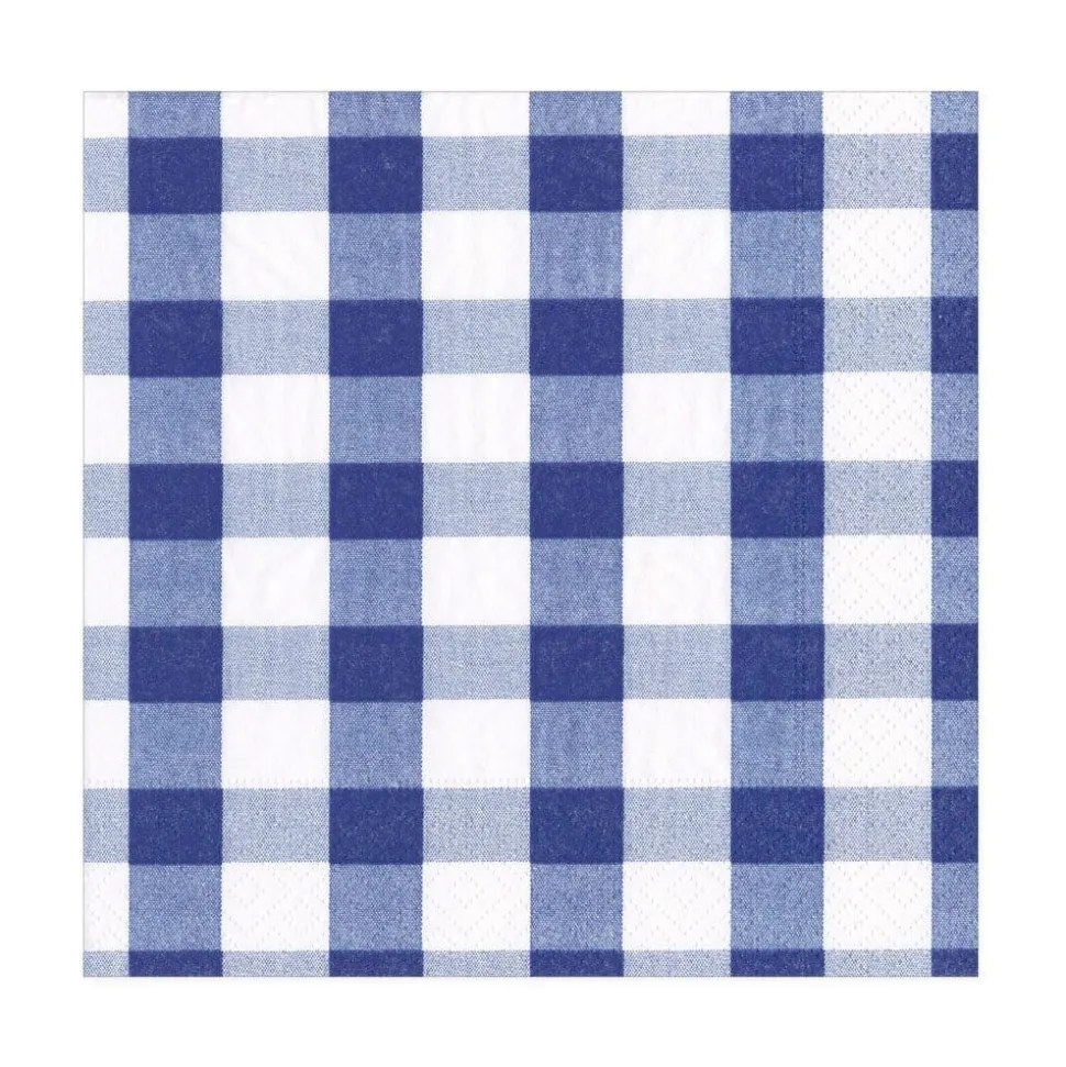 Gingham Paper Luncheon Napkins in Blue - 20 Per Package