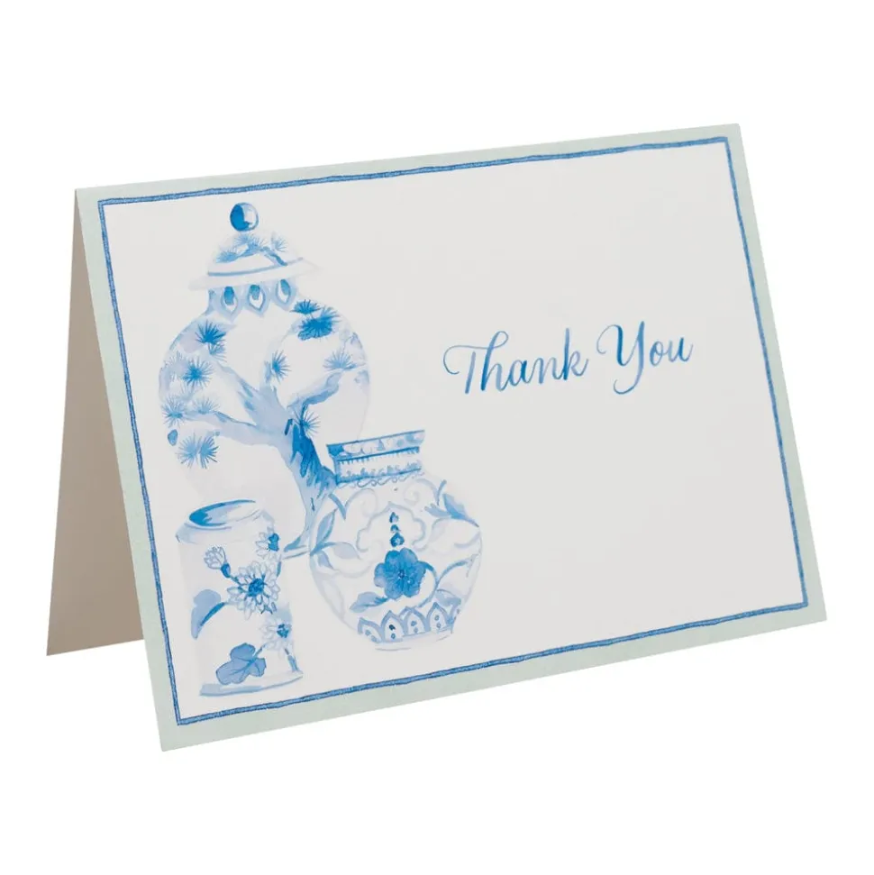 Glazed Porcelain Thank You Notes - 8 Note Cards & 8 Envelopes
