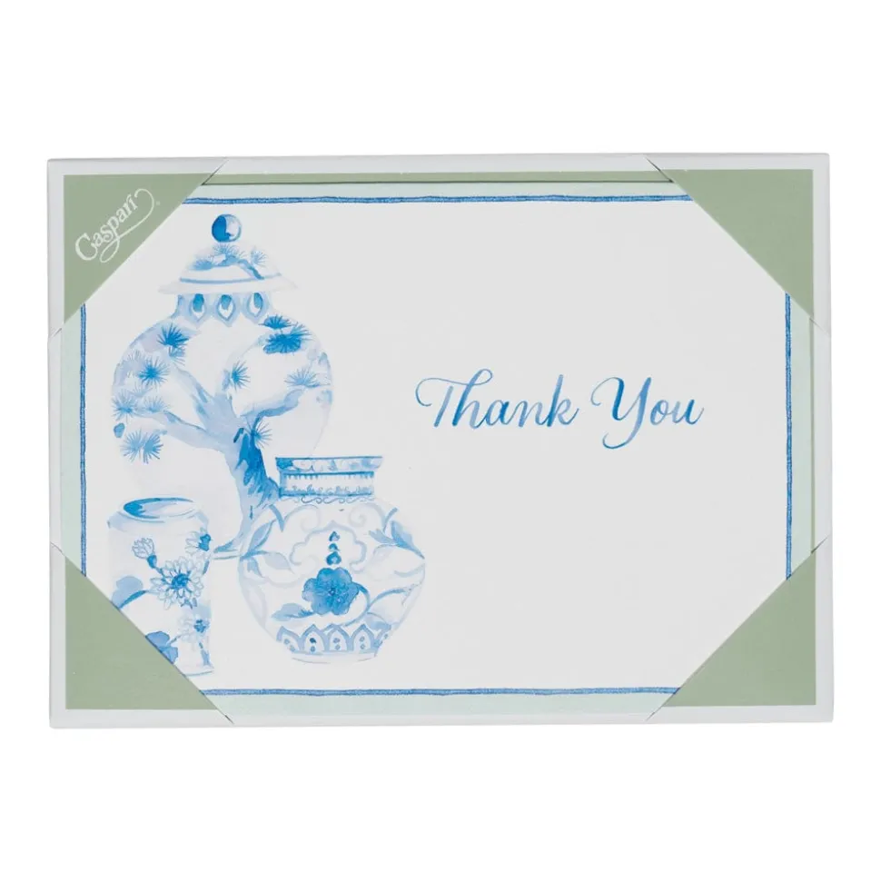 Glazed Porcelain Thank You Notes - 8 Note Cards & 8 Envelopes